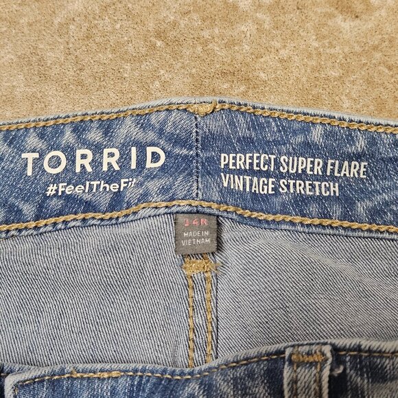 Torrid Womens Jeans Size 14R Perfect Super Flare Vintage Stretch Blue Pants - Picture 7 of 16